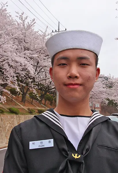 korean sailor, jinhae cherry blossom festival, cherry blossoms in korea