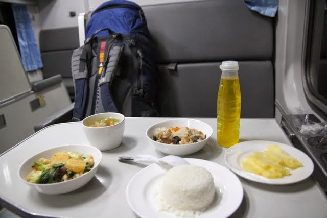 train food on a thai train, bangkok to chiang mai overnight train, train food