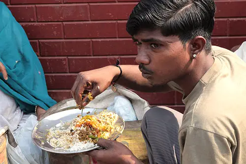 Eating with hands in India