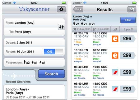 skyscanner app iphone