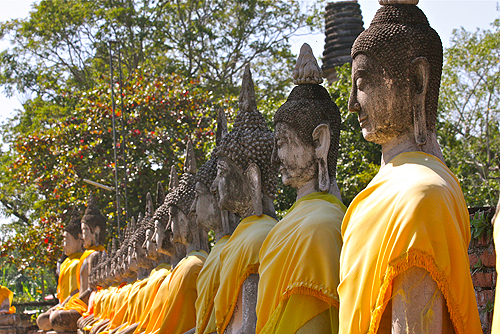 line of buddhas, ayutthaya, ayuthaya vs sukhothai, ayutthaya sightseeing, ayutthaya attractions, best ayutthaya temples, famous thailand temples