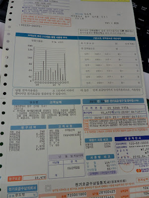 gas and electric bill in korea, korean gas and electric bills, reading your korean utility bills