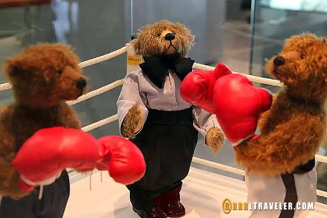 boxing bears, teddy bear museum jeju island korea,