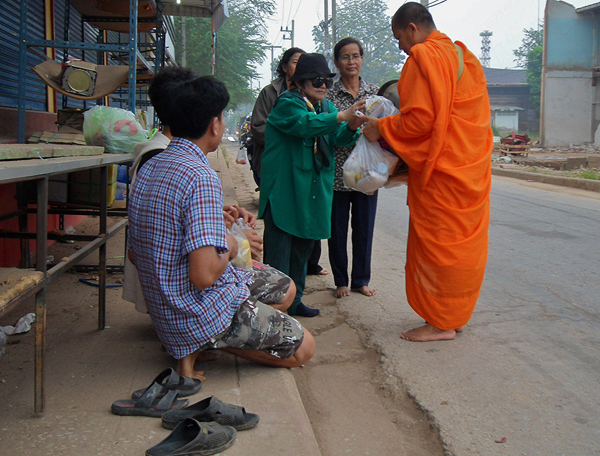 monks receive alms buddhism thailand, monks taking alms in thailand