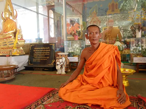 Buddhist masters in Thailand, buddhism in thailand, inside a thai temple,