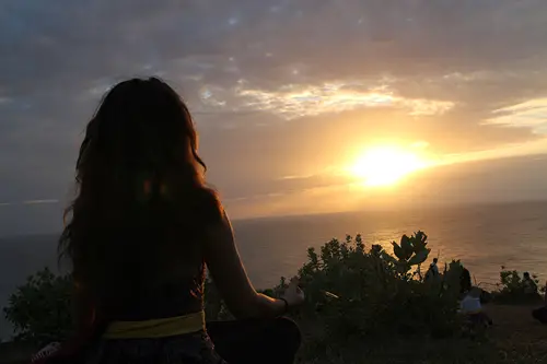 yoga meditation at sunset