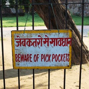 beware of pickpockets sign, weird india signs