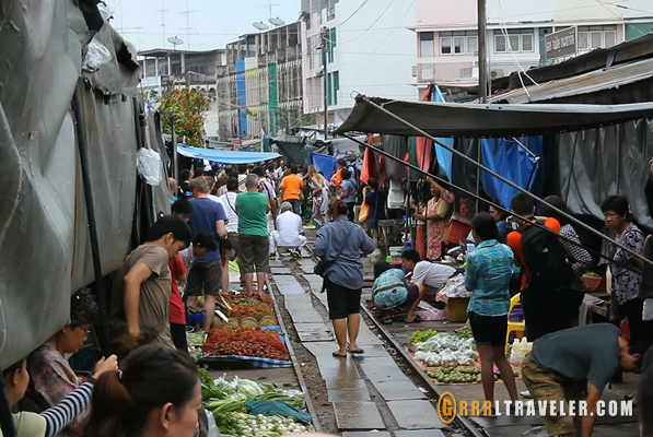 maeklong train market thailand