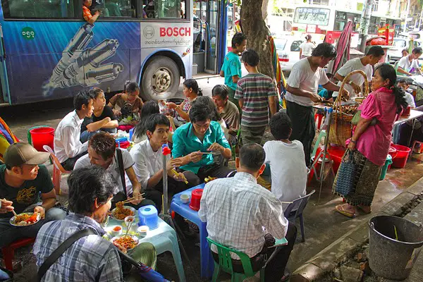 myanmar street food, burmese food in yangon