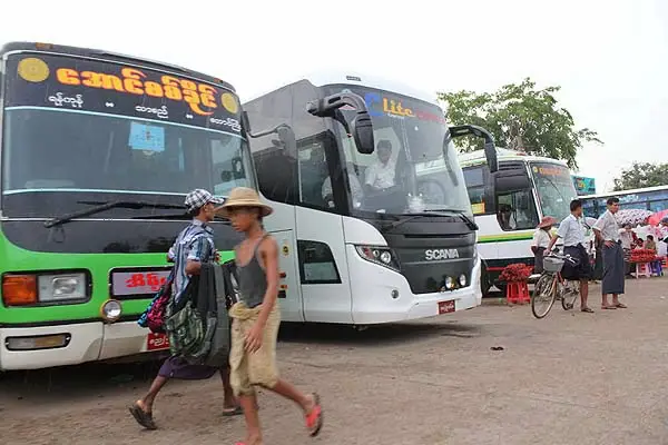 yangon bus station, burmese bus, myanmar buses