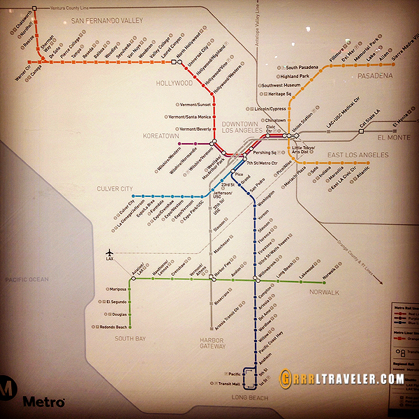 LA metro map, los angeles subway only map