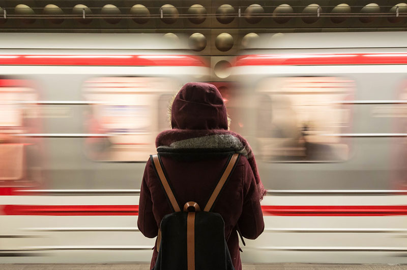 girl at metro, new york subway