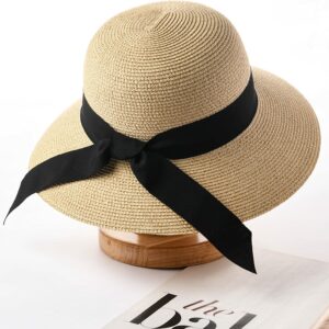furtalk Womens Beach Sun Straw Hat UV Travel Foldable Brim
