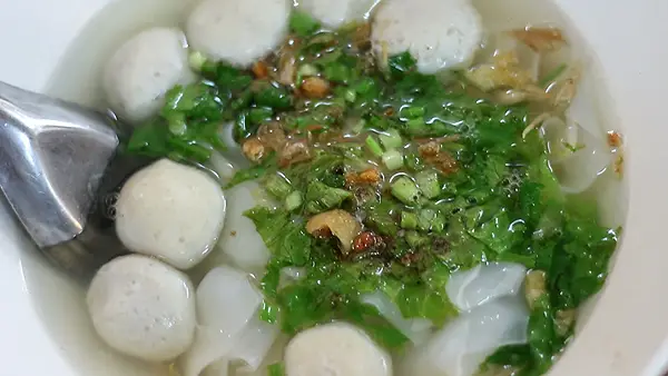 Fish ball soup in bangkok, thai fish ball soup, thai noodle souops