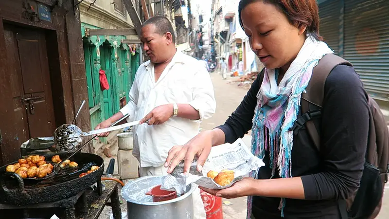 Gwara Mari, nepalese round bread, nepalese breakfast, food tour kathmandu, backstreet academy