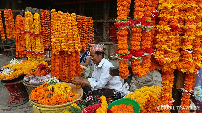 kathmandu flower seller durbar square