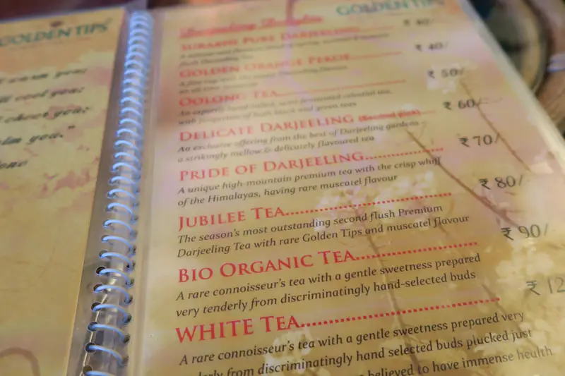 darjeeling tea menu