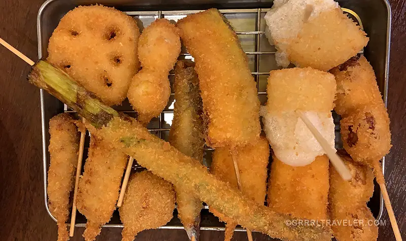 KUSHIKATSU deep fried vegetable and meat skewers