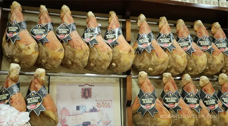 Parma ham at a salameria