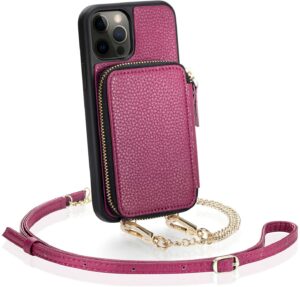 ZVE Zipper Wallet Case for iPhone 12 Pro Max Crossbody Phone Case Purse 1