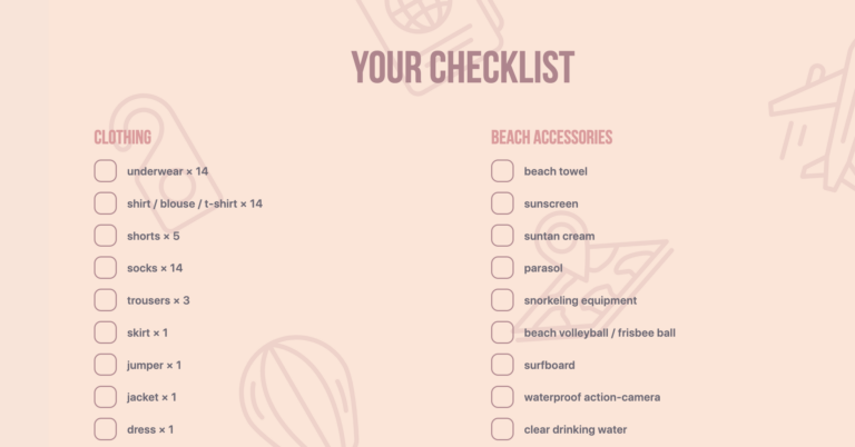 travel packing checklist
