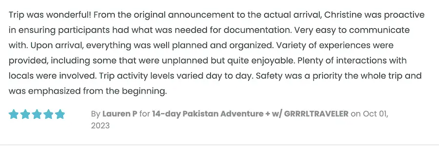 GRRRLTRAVELER Pakistan tour review