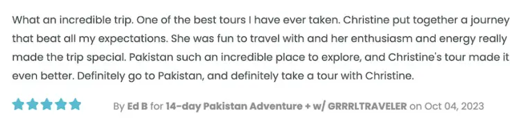Pakistan Tour Testimonial 2