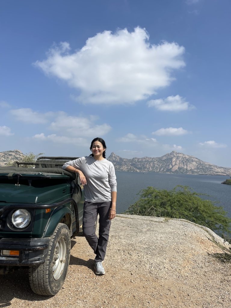 jawai leopard safari rajasthan | unbound merino tee me jeep vertical landscape